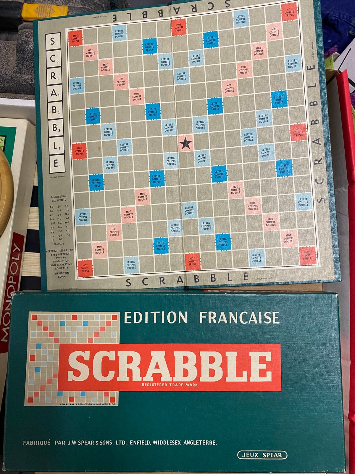 Scrabble Vintage 1955 - Édition Française Complet, Enlèvement, Comme neuf