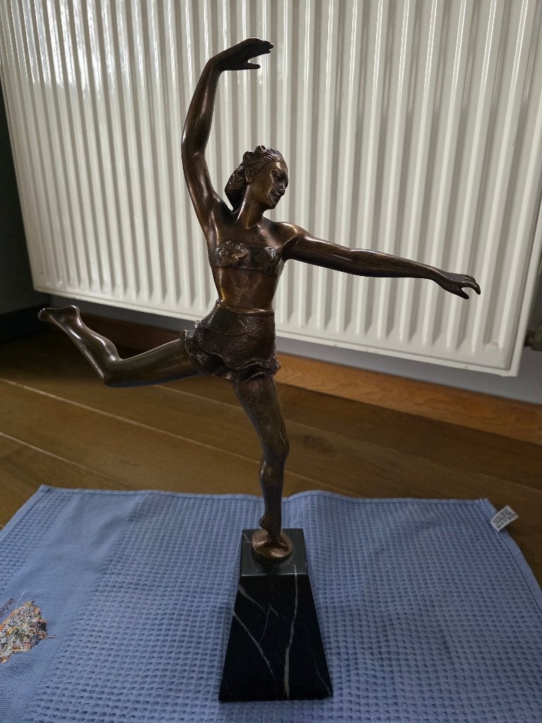 Antiek bronzen Art Deco Beeld, Antiek en Kunst, Ophalen, Brons
