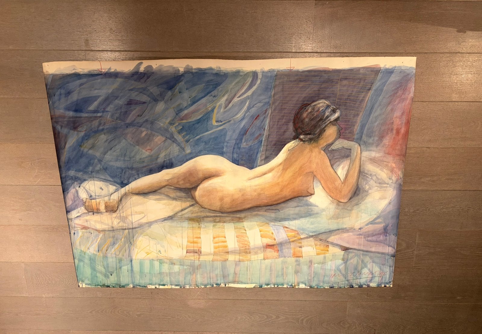 Peinture originale à l'aquarelle de Jan Vanriet, Antiquités & Art, Enlèvement, Daté, Aquarelle, Papier