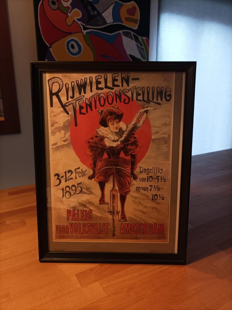 Affiche Rijwielen Tentoonstelling Amsterdam 1895!!!, Ophalen of Verzenden