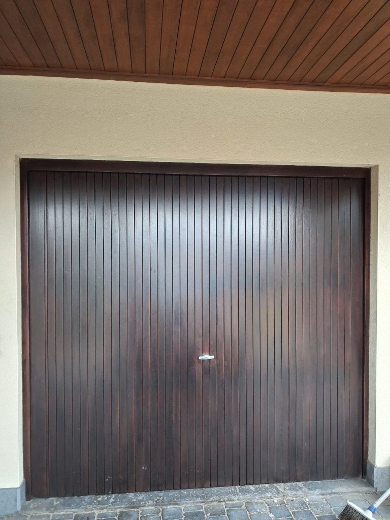 Houten garagepoort met tegengewicht, Enlèvement, Utilisé, Porte de garage, 120 cm ou plus