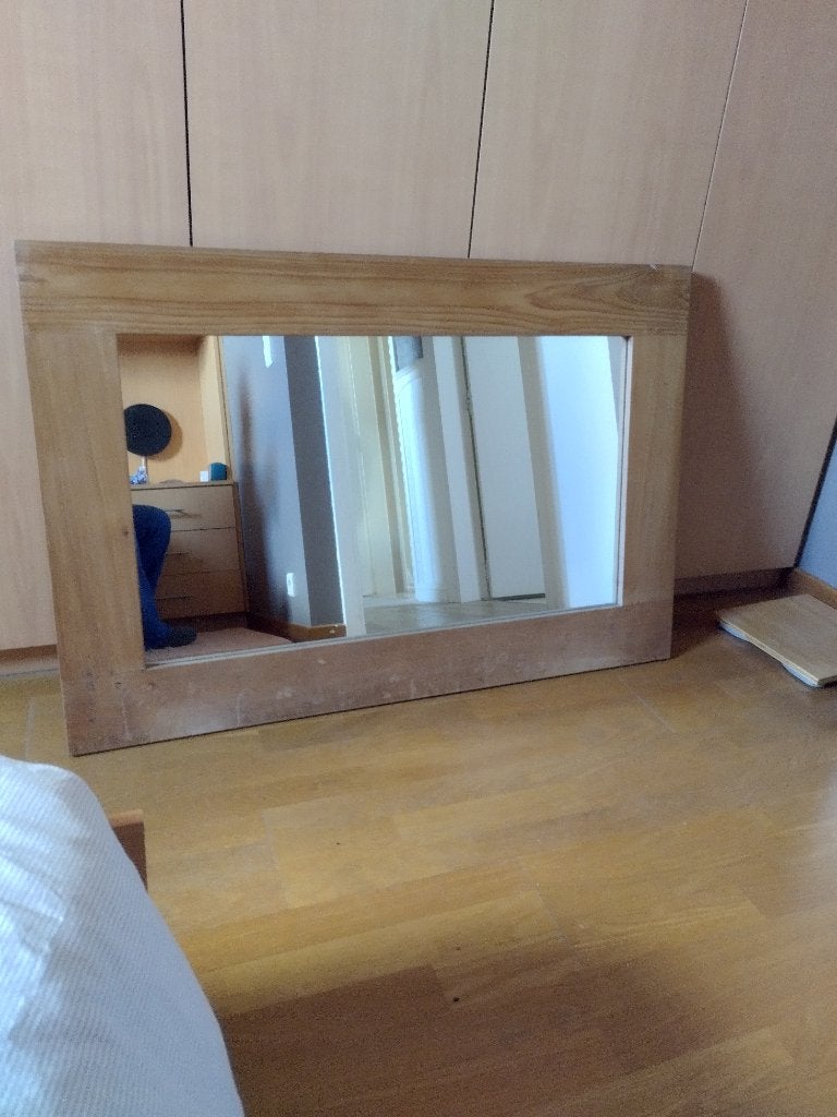 spiegel teak, Huis en Inrichting, Woonaccessoires | Spiegels, Ophalen, Gebruikt, 100 tot 125 cm, Minder dan 100 cm