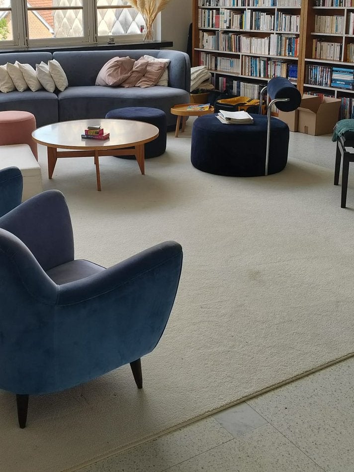 Très grand tapis en laine, Maison & Meubles, Ameublement | Revêtements de sol, Enlèvement, Utilisé, Blanc, Tapis