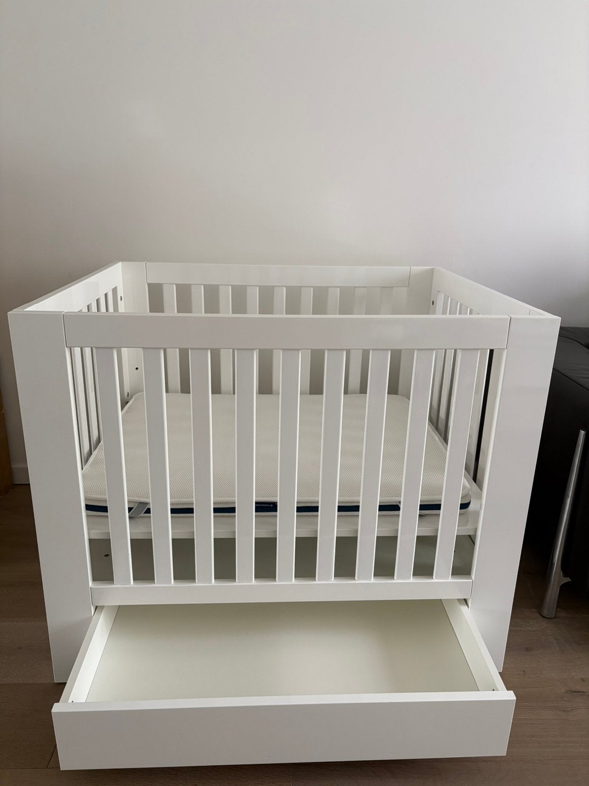 Babybox met lade, matras en parkkleed, Enlèvement, Utilisé, Carré, Réglable en hauteur
