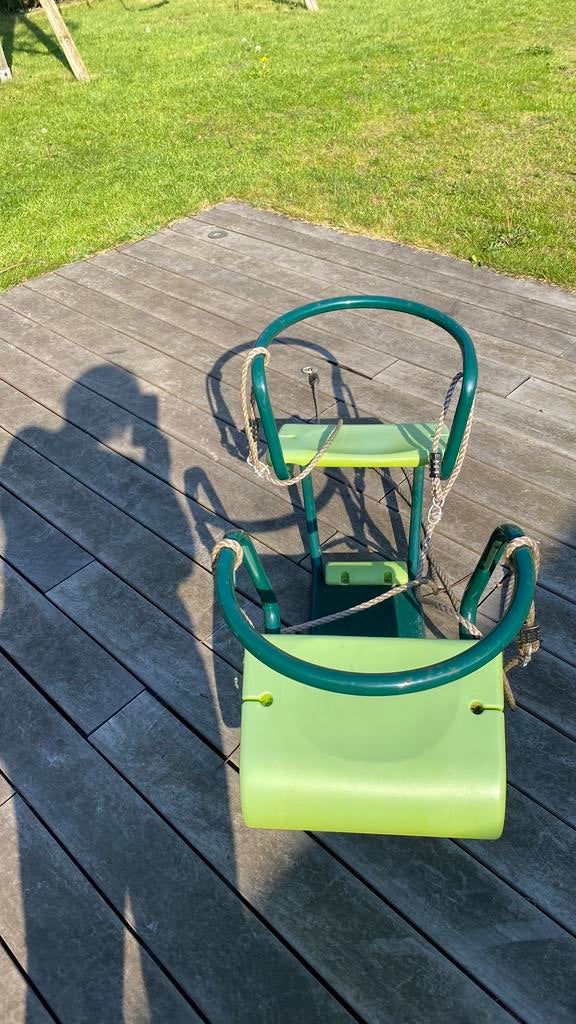 Groene tweezitjesschommel, Enfants & Bébés, Jouets | Extérieur | Aires de jeux, Enlèvement, Utilisé, Balançoire, Partie complémentaire