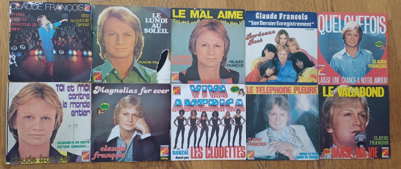 Vinyles 45t  Lot de 10. Claude François, Enlèvement ou Envoi