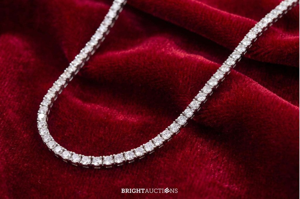 Gouden tenniscollier met briljant geslepen diamanten van 10., Handtassen en Accessoires, Kettingen, Nieuw, Goud, Goud, Met edelsteen