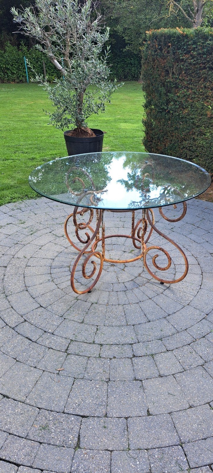 Glazen tafel te koop, Ophalen, Gebruikt, Rond