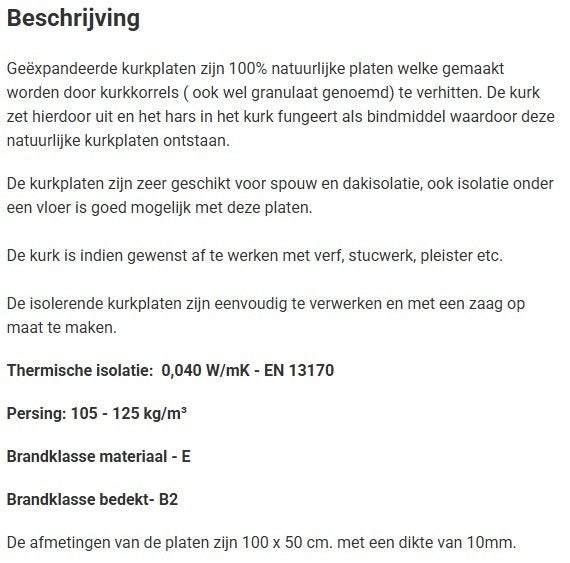 isolatie kurk, Doe-het-zelf en Bouw, Isolatie en Afdichting, Nieuw, 15 m² of meer, Ophalen, Minder dan 4 cm