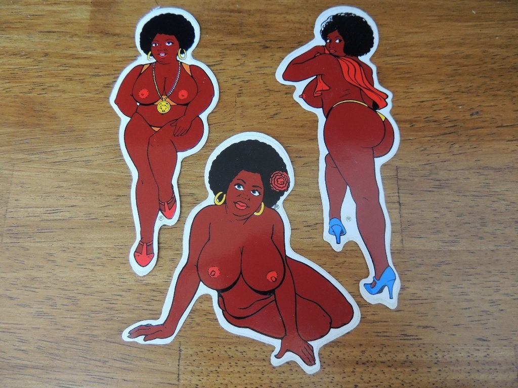 Pin-up Black women sexy nude 3 x sticker, Collections, Envoi, Comme neuf, Autres types