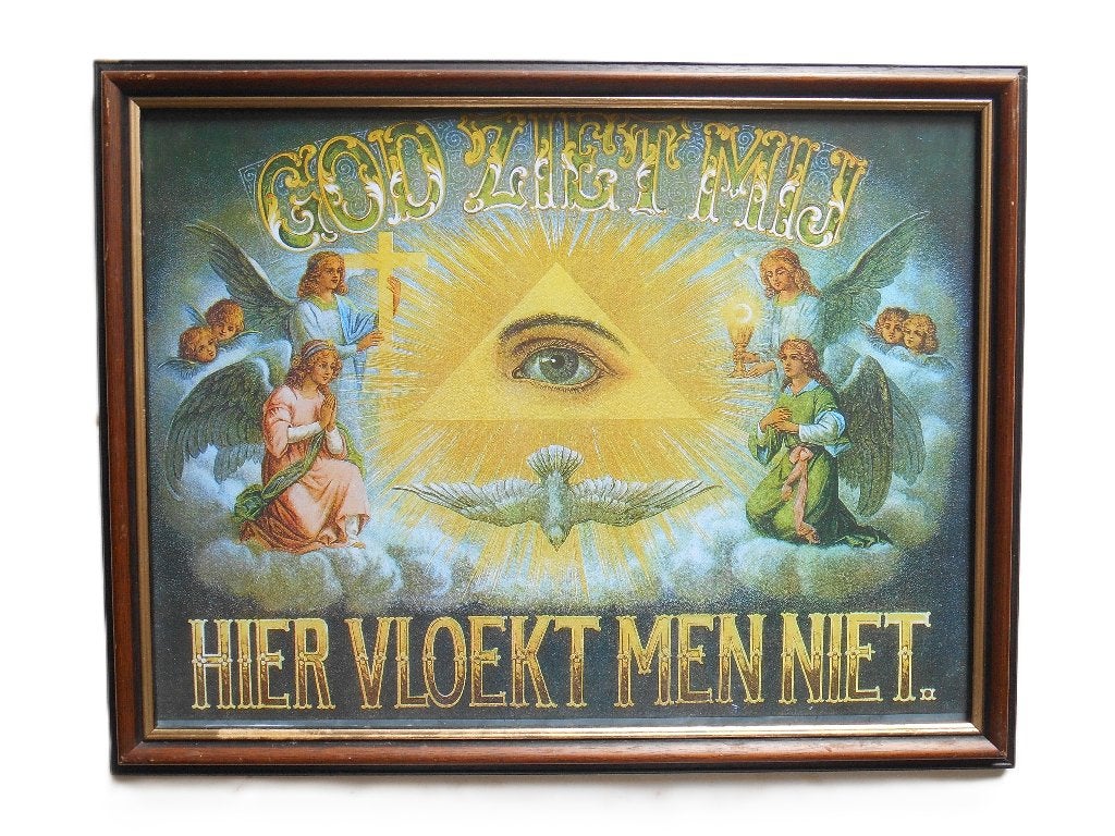 God ziet mij kader, Antiek en Kunst, Ophalen of Verzenden