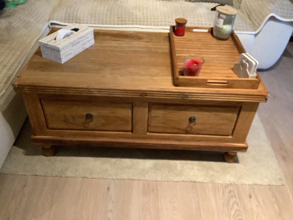 , Table basse en bois de manguier massif, 120 cm par 60 cm, 100 à 150 cm, Mangohout, Enlèvement, Utilisé