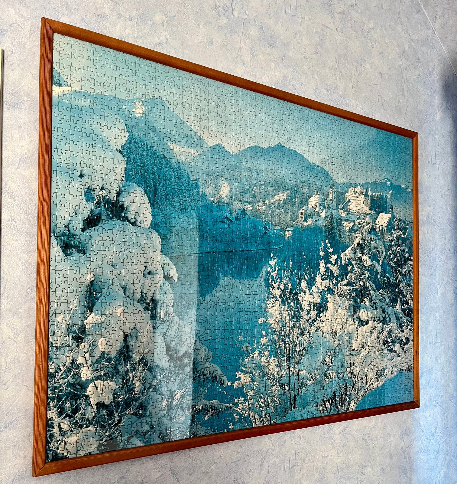 Grote ingelijste puzzel winterlandschap (100 x 77 cm), Antiquités & Art, Enlèvement