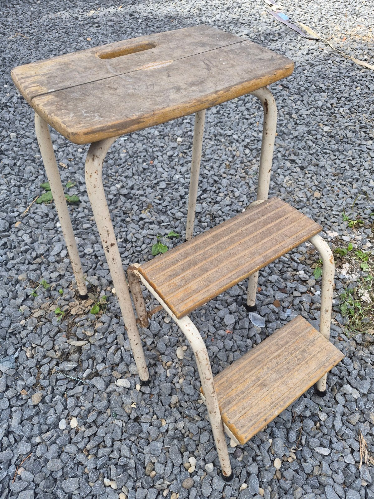 tabouret escabeau vintage des années 1960 métal et bois, Jardin & Terrasse, Enlèvement