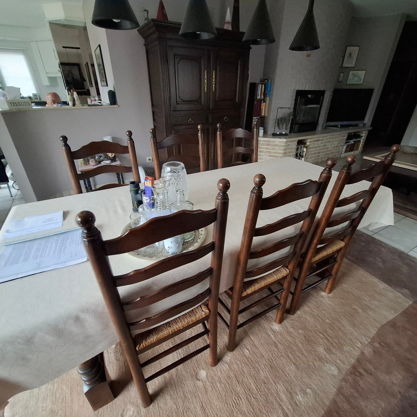 eiken eetkamer, Ophalen, Gebruikt, Klassiek, 4 tot 6 stoelen