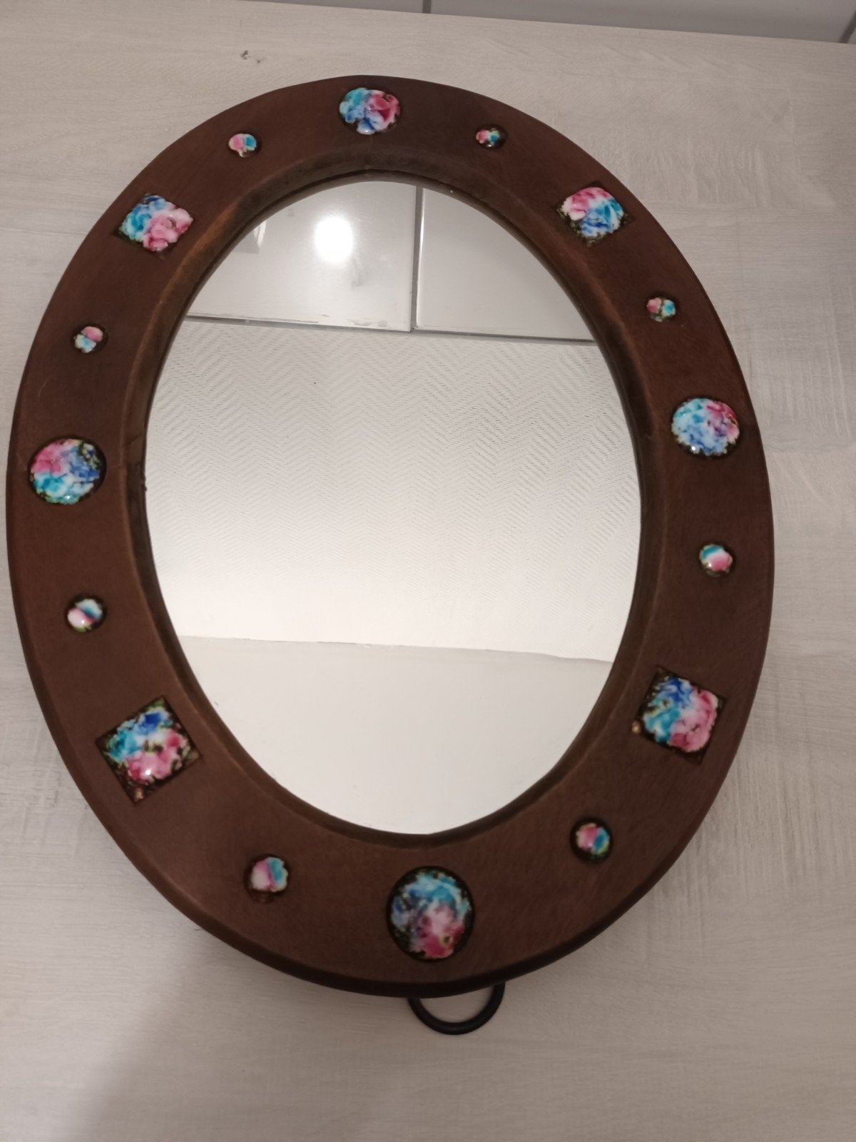 Vintage ronde spiegel, Antiek en Kunst, Ophalen