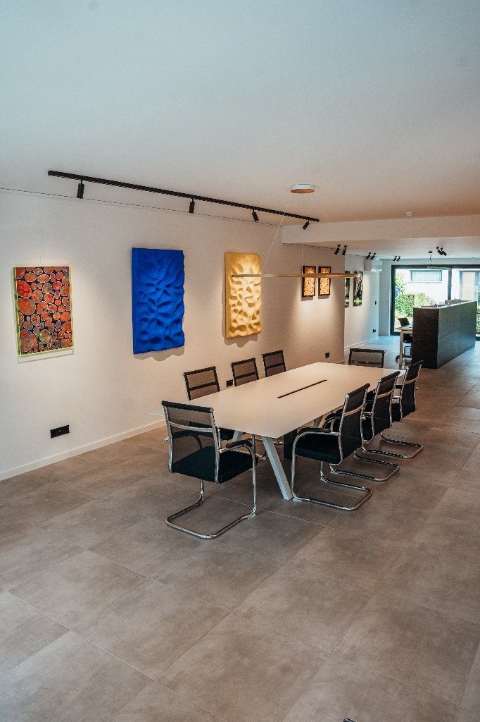 Bureautafel met 8 stoelen, Salle de réunion ou de Présentation, Enlèvement, Utilisé, Table