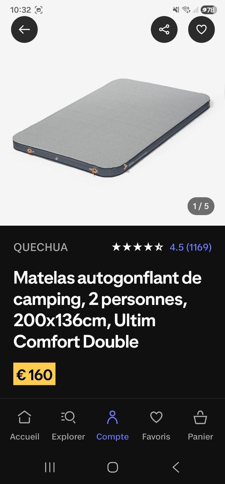 Matelas autocollant de camping 2 personnes, Caravanes & Camping, Enlèvement