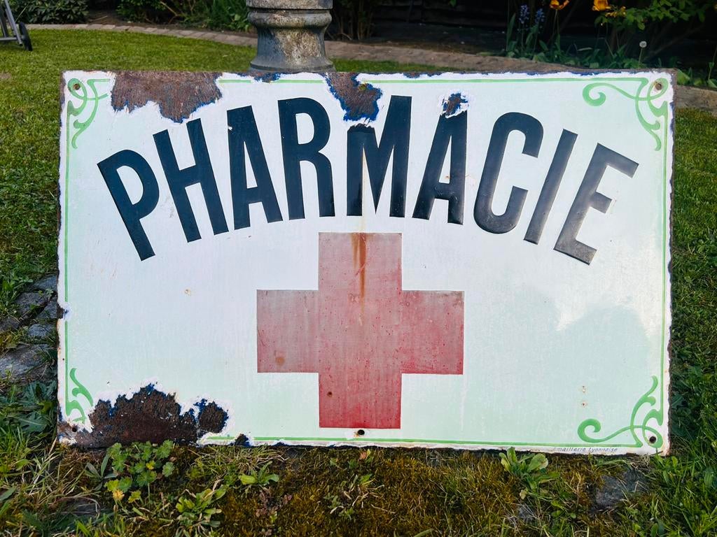 Plaque emaillee emaille email Pharmacie rare reclame bord, Collections, Enlèvement ou Envoi