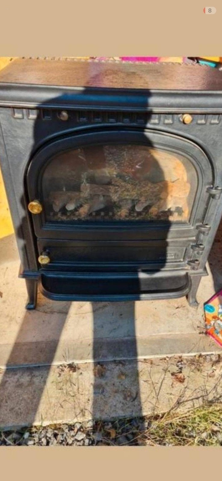 feu en fonte a gaz de ville, Enlèvement, Autoportant, Gaz, Utilisé