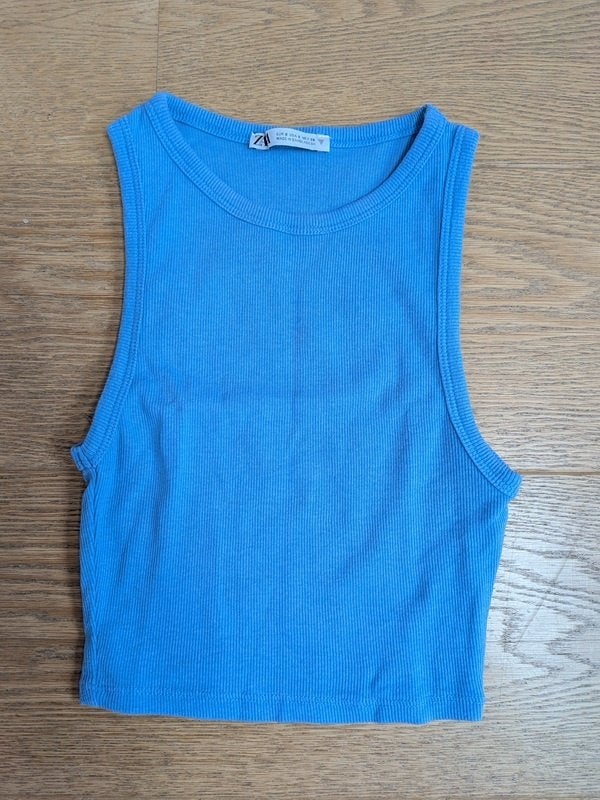 femme - crop top bleu Zara - taille S, Vêtements | Femmes, Tops, Enlèvement, Porté, Taille 36 (S), Bleu
