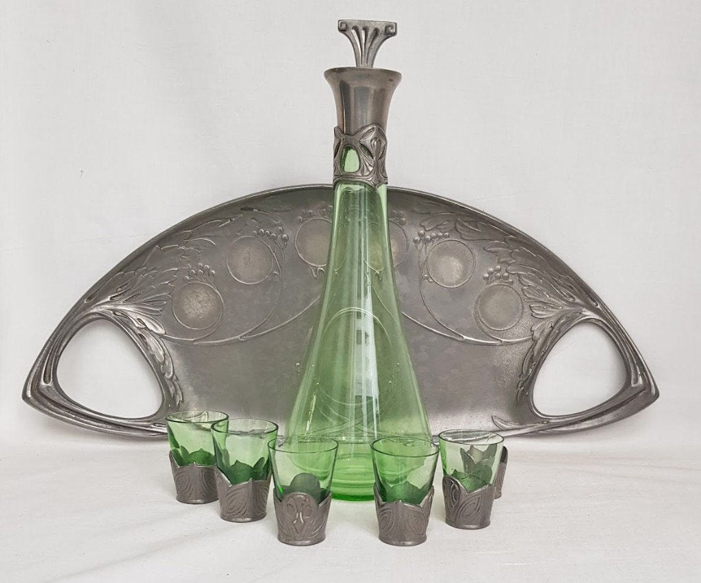 Art Nouveau Likeurset - 8 stuks - Ravol Frie., Antiek en Kunst, Ophalen of Verzenden