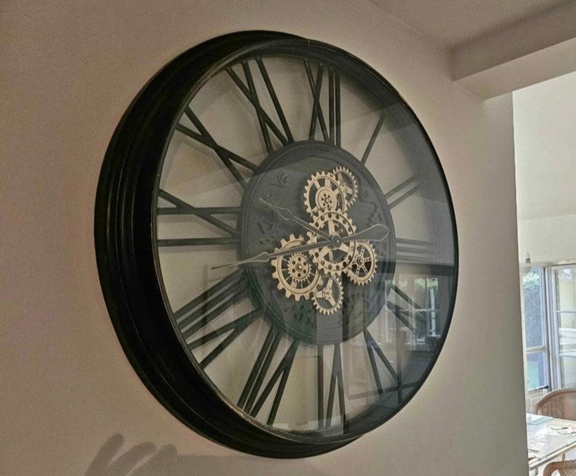 Grote Industriële Steampunk Wandklok, Ophalen, Wandklok, Analoog, Zo goed als nieuw