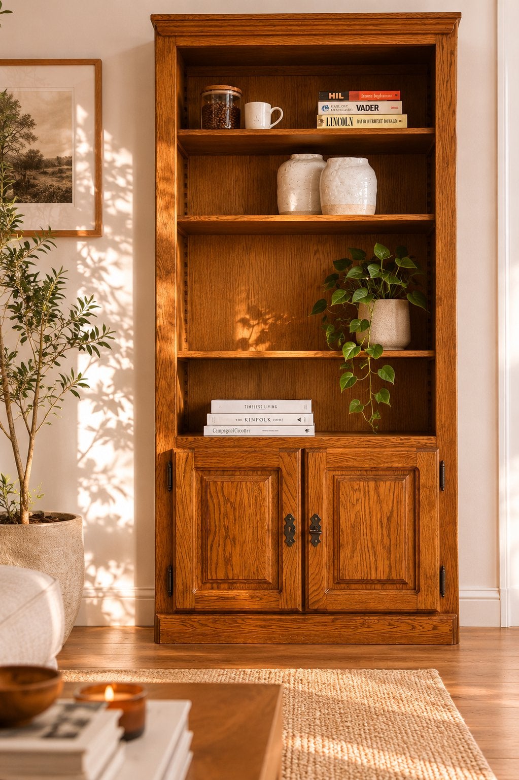 Massief eiken kast - vintage landelijke stijl, Huis en Inrichting, Kasten | Boekenkasten, Ophalen, Zo goed als nieuw, Eikenhout