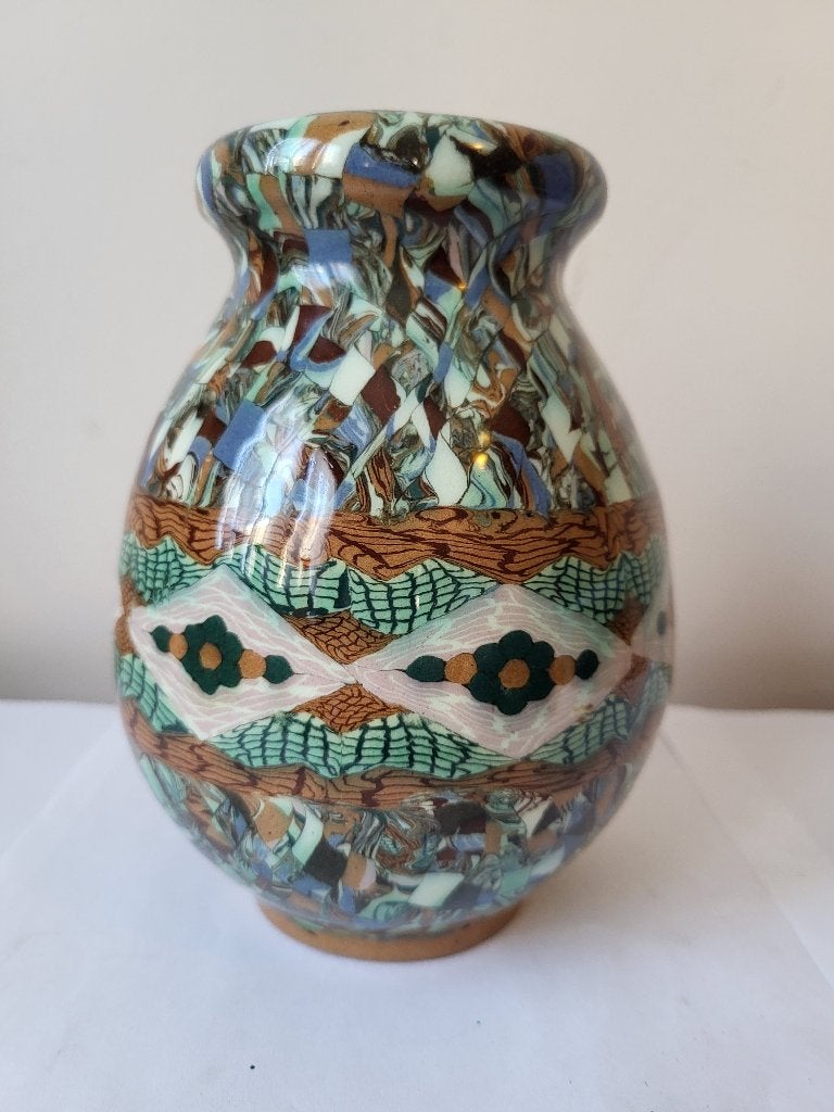 Vase Mosaïque Jean Gerbino - Vallauris - TBE - H 16,5 cm, Enlèvement ou Envoi