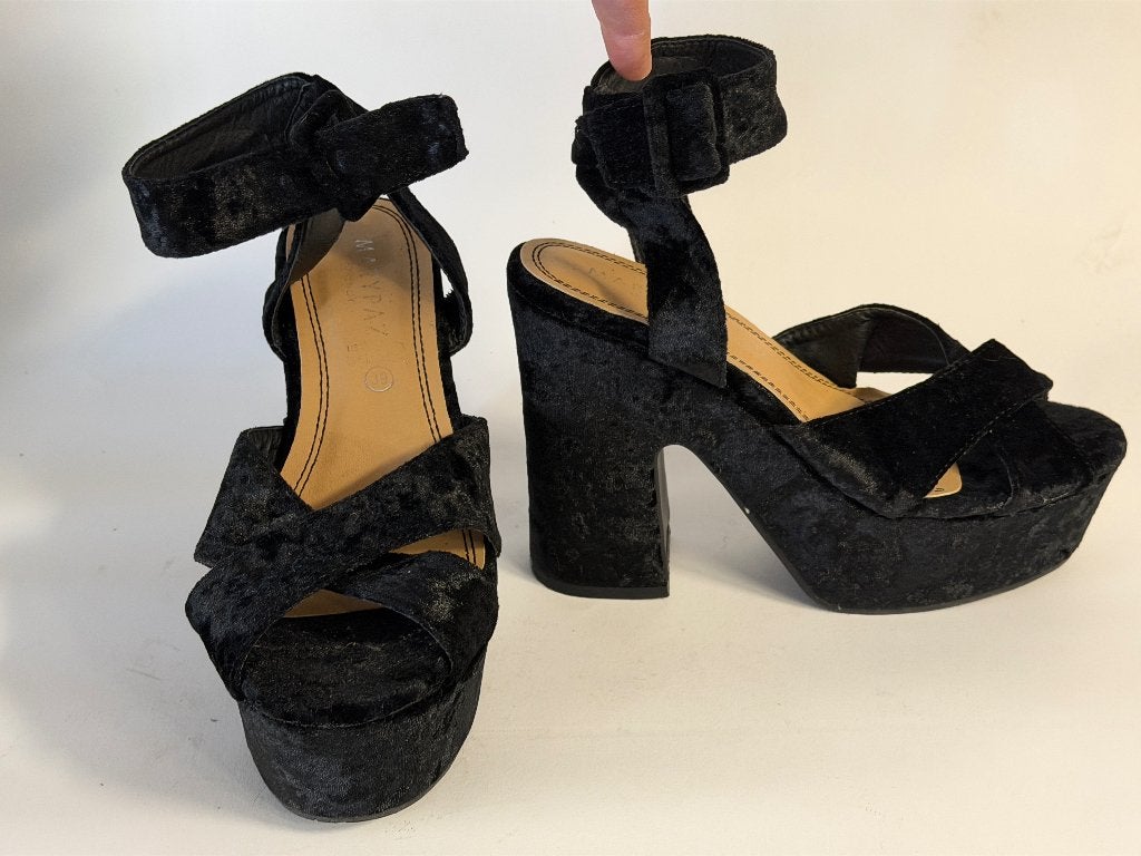 Zwarte blokhak sandalen, ANDERE, Verzenden, Zwart, Sandalen of Muiltjes