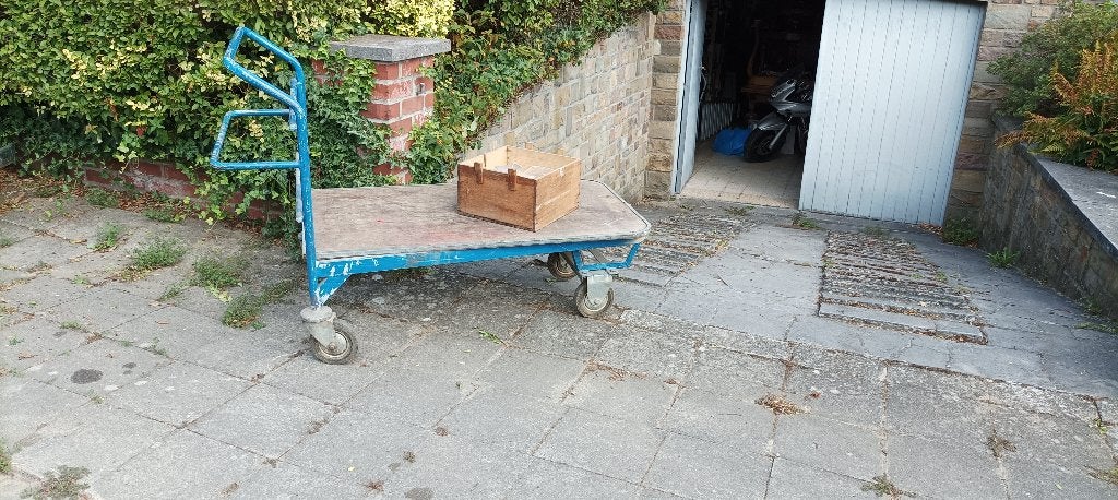 Trolley op wielen, niet opvouwbaar, met lade 1,20 x 0,60 m, Ophalen, Gebruikt, Transportkar