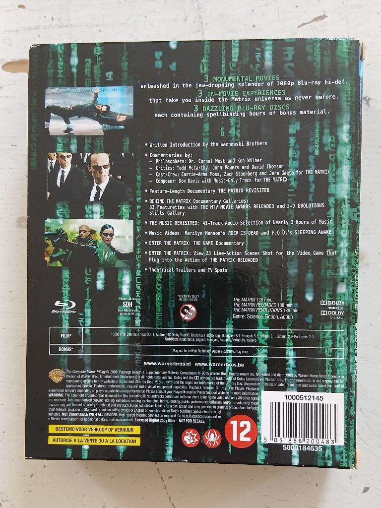 Blu Ray The Complete Matrix Trilgy box, Engels, Nederlands, Film, Science Fiction en Fantasy