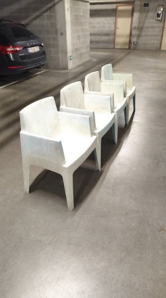 4 Supersterke tuinstoelen, Tuin en Terras, Ophalen, Gebruikt, Kunststof, Stapelbaar