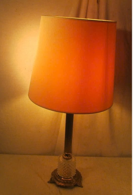 Prachtige Retro Tafellamp in metaal en glas - 66cm, Ophalen of Verzenden, Huis en Inrichting