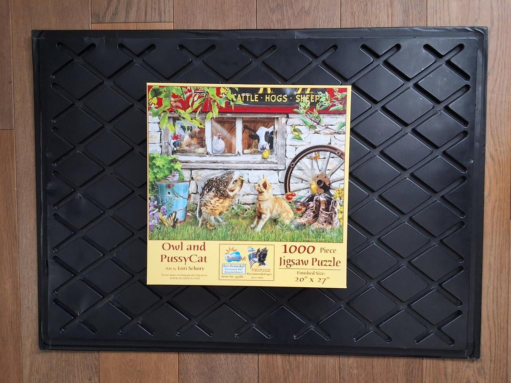 Sunsout Puzzel - Owl and Puzzecat van Lori Schory, Ophalen of Verzenden, 500 t/m 1500 stukjes, Zo goed als nieuw, Legpuzzel