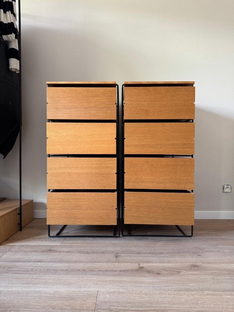 2 Houten Ladekasten, Ophalen, Minder dan 50 cm, Gebruikt, 3 of 4 laden