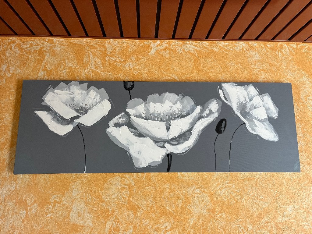 Tableau floral 150x50 cm, Enlèvement, Autres styles, Fleurs, Toile