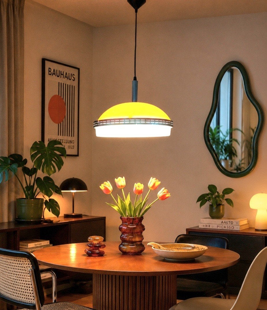 Vintage Spage Age Ufo hanglamp met nieuwe tl lamp ., Ophalen