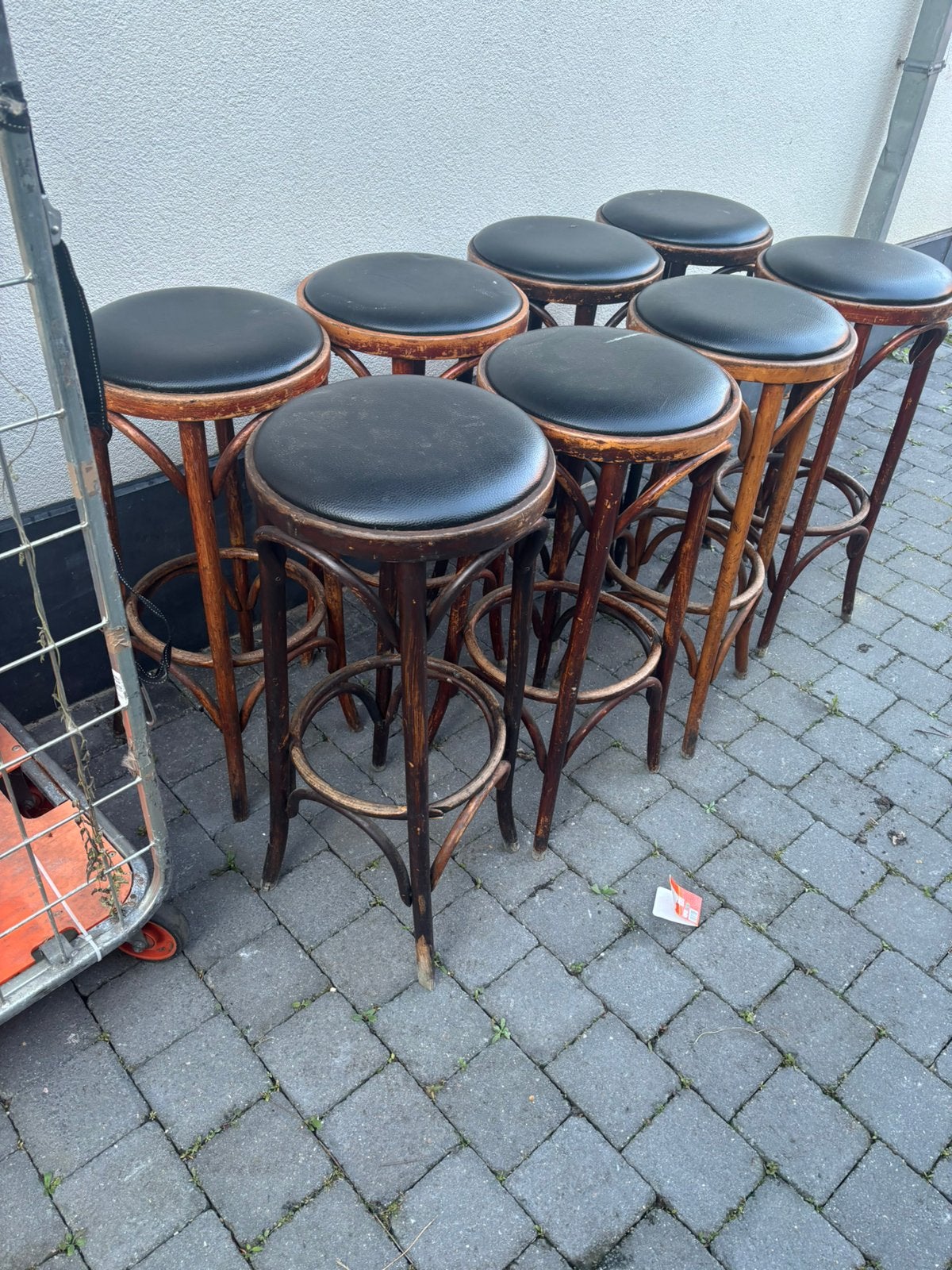 8 tabourets de bar style Thonnet, Maison & Meubles, Tabourets de bar, Utilisé, 60 à 90 cm, Bois, 5 tabourets ou plus, Avec repose-pieds