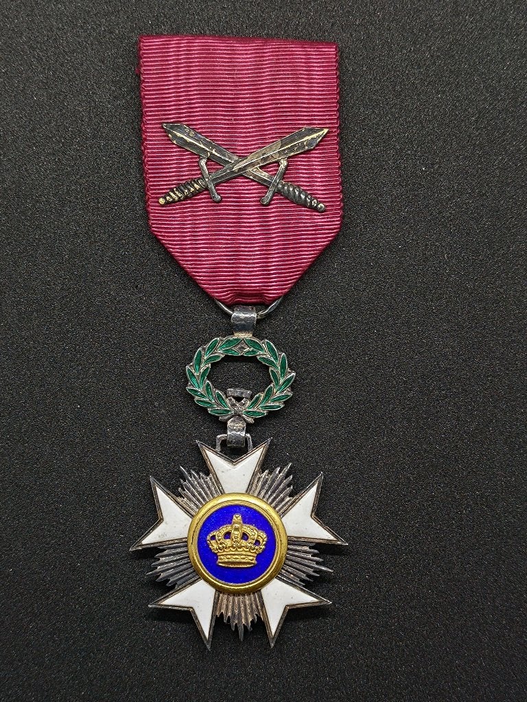 Belgische Kroonorde Ridder – Zwaarden, Verzamelen, Militaria | Algemeen, Ophalen of Verzenden, Landmacht, Lintje, Medaille of Wings