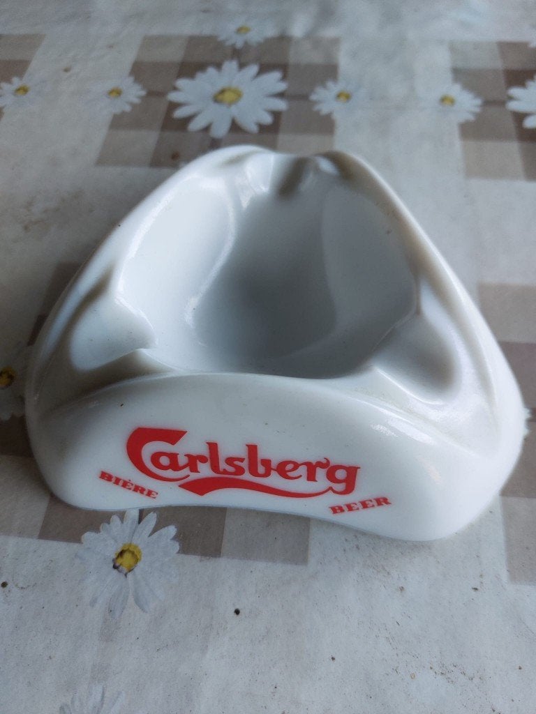 Vintage asbak Carlsberg, Verzamelen, Biermerken, Ophalen of Verzenden, Gebruikt, Reclamebord, Plaat of Schild, Overige merken