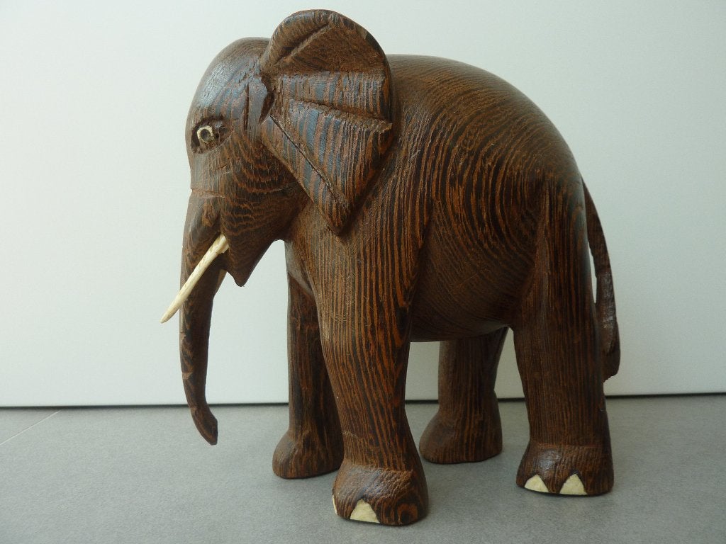 Eléphant en bois sculpté (vintage)., Antiquités & Art, Art | Sculptures & Bois, Mammifère, Afrique, Bois, Enlèvement ou Envoi