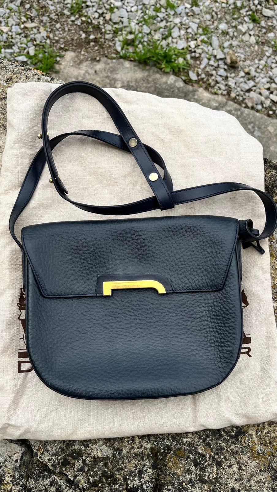 Sac à main Delvaux marine vintage, Enlèvement ou Envoi, Comme neuf, Bleu, Sac à main
