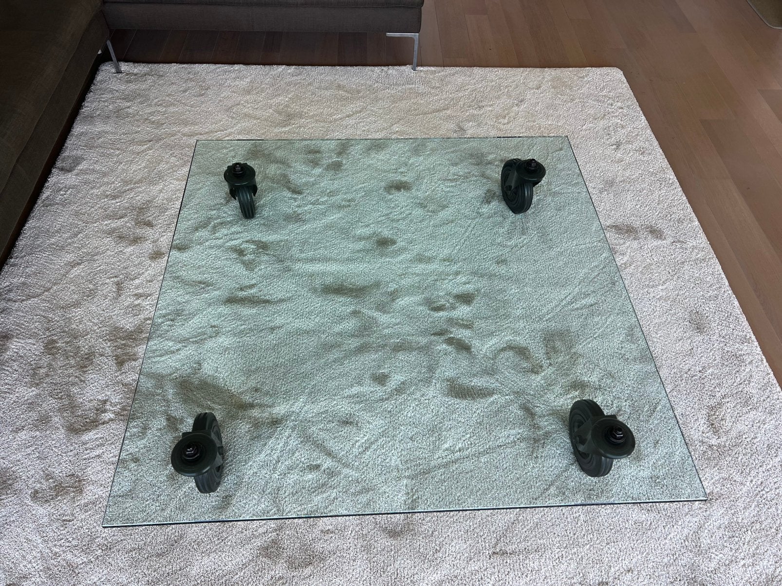 Glazen salontafel  van Fontana Arte, 130 op 130, 100 à 150 cm, Enlèvement, 5 – 50, Carré