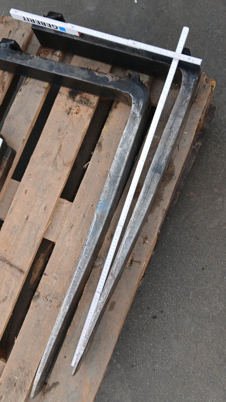 2 vorken 95cm voor heftruck, Doe-het-zelf en Bouw, Ophalen, Gebruikt, IJzer