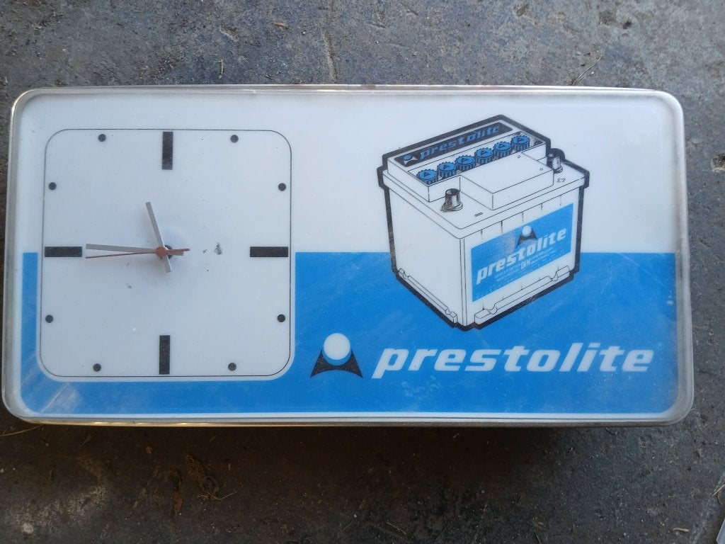 Horloge publicitaire garage "PRESTOLITE", Collections, Enlèvement, Utilisé