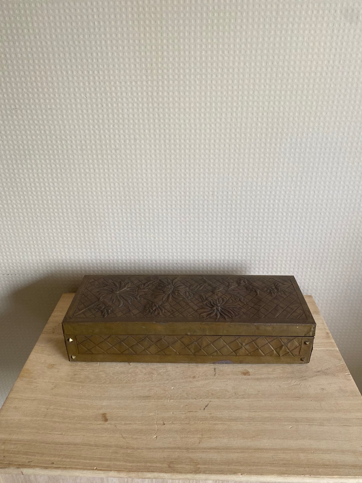 Coffret vintage en coton et cuivre, Enlèvement ou Envoi, Utilisé, Métal