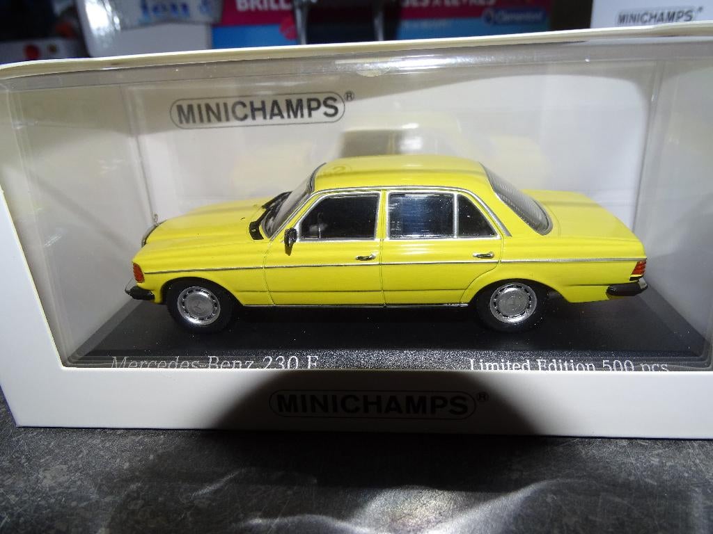 Minichamps Mercedes 230 E de 1982 yellow (limited 500 pcs, Ophalen of Verzenden, Nieuw, Auto, MiniChamps