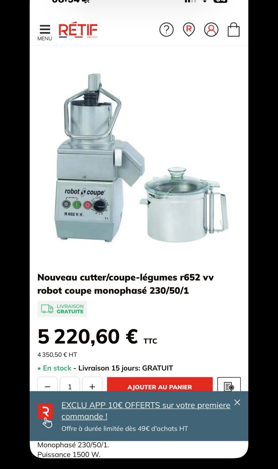 Robot-Coupe R 652 V.V. 7L Cutter et coupe-légumes + 2 lames