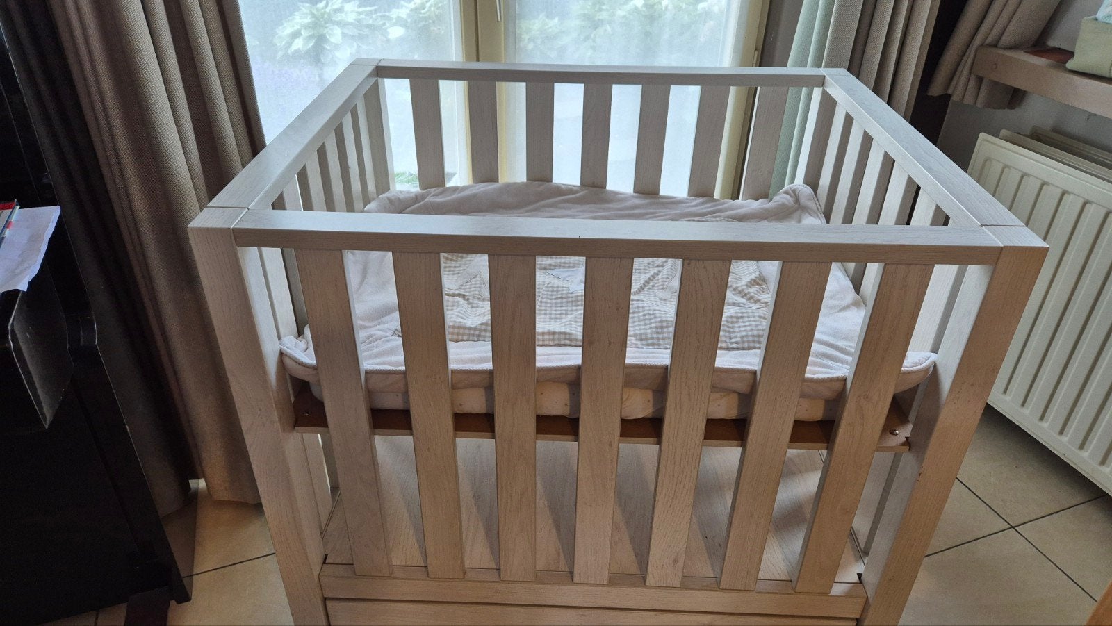 Babypark met opberglade / incl. Matras + deken, Ophalen, Gebruikt, Rechthoekig, In hoogte verstelbaar
